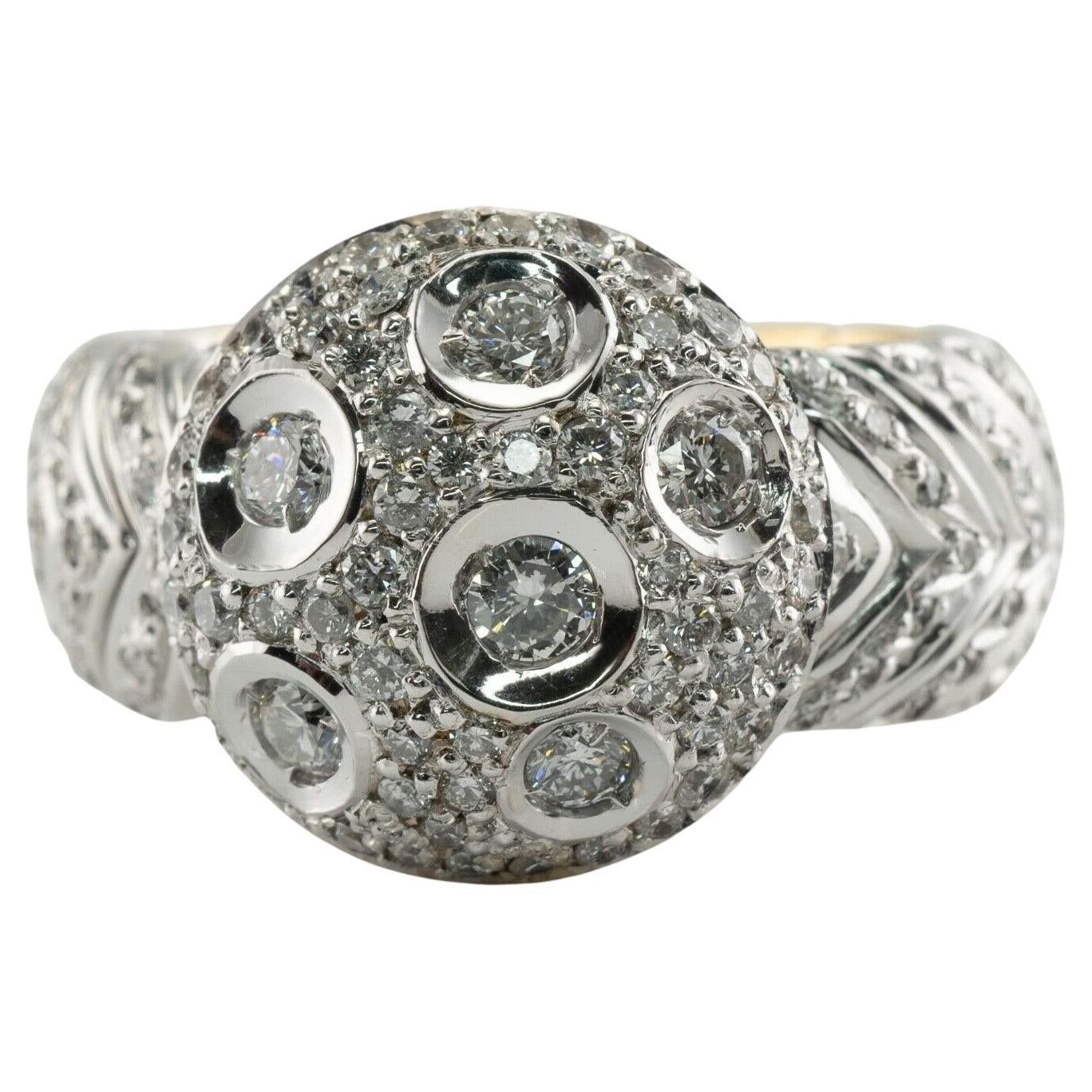 Diamond Ring 18K White Yellow Gold Band 1.25 TDW Moon