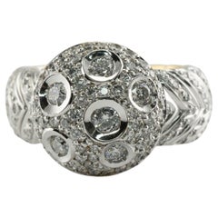 Diamond Ring 18K White Yellow Gold Band 1.25 TDW Moon