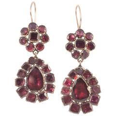 Georgian Flat Cut Garnet Drop Earrings 4