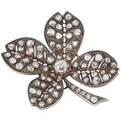 Victorian Lucky Shamrock Diamond Brooch