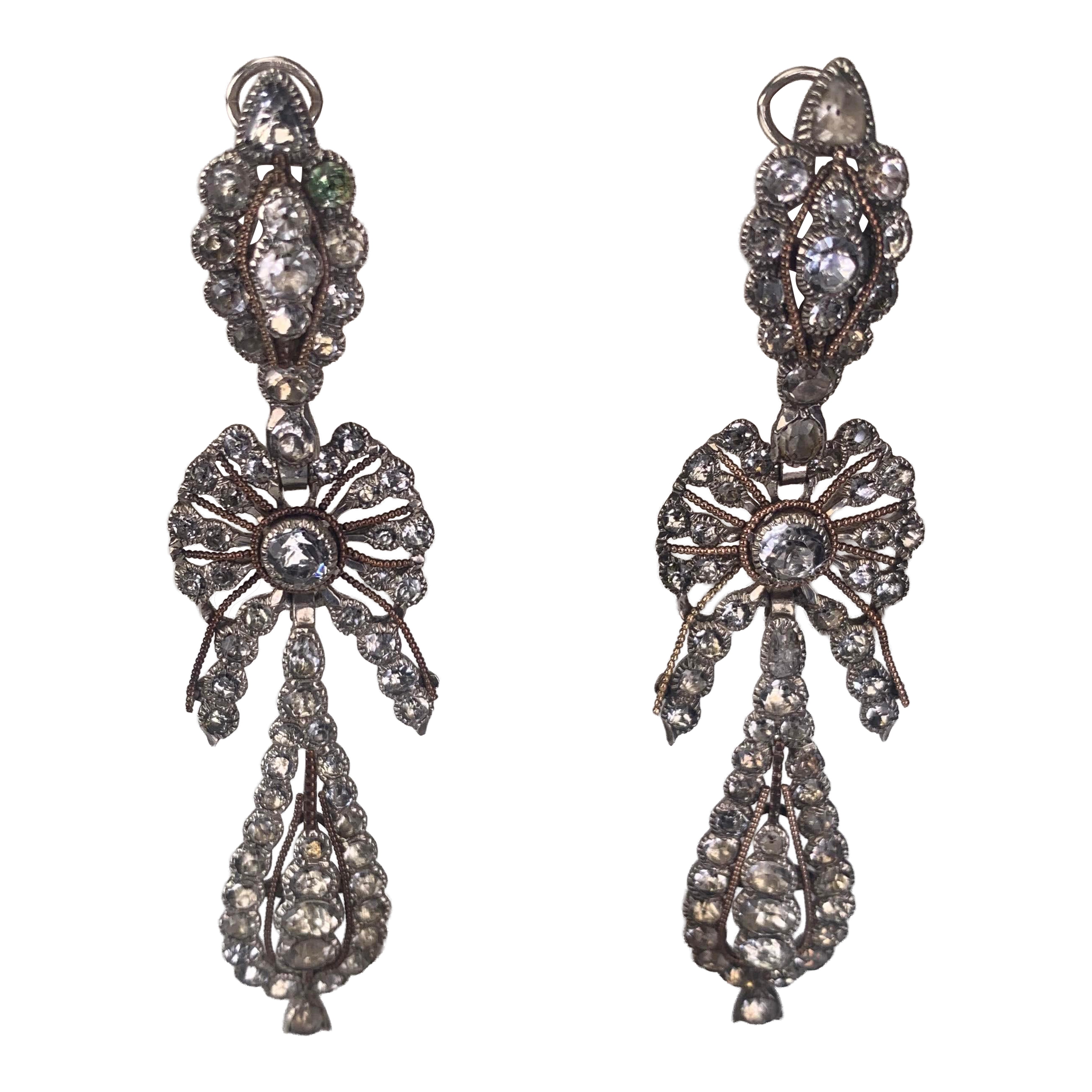 Antique silver and gold earrings with ‘Minas-Novas’ (quartz), Portuguese