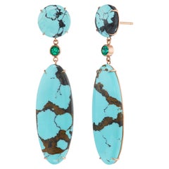 Michael Kanners Turquoise and Emerald Drop Earrings