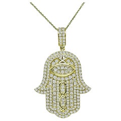 3.75ct Diamond Hamsa Hand Gold Pendant