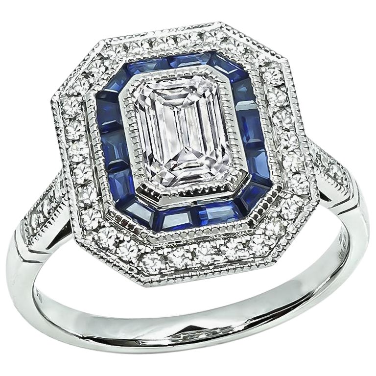 1.00ct Diamond Sapphire Engagement Ring
