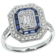 1.00ct Diamond Sapphire Engagement Ring