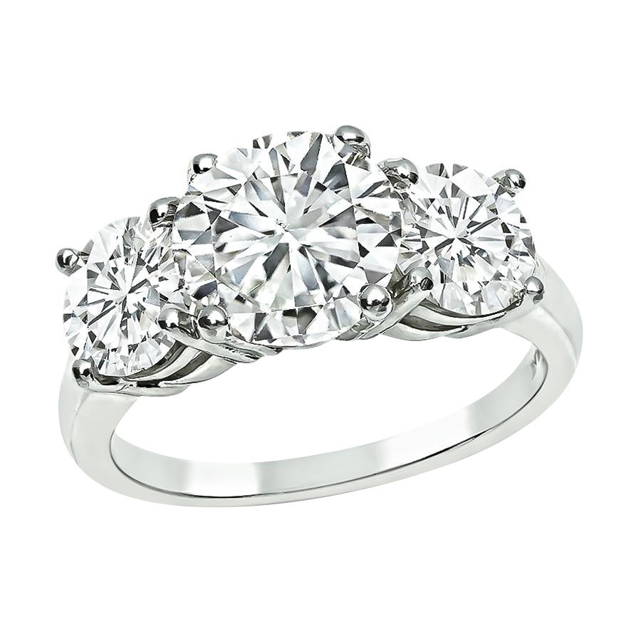 2.12ct Center Diamond 2.01ct Side Diamond Engagement Ring