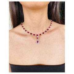 Emilio Jewelry Certified 89.00 Carat Pigeon Blood Burma No Heat Ruby Necklace