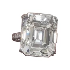 Emerald-Cut Diamond Platinum Ring, GIA Certified H VS2, 20ct Center