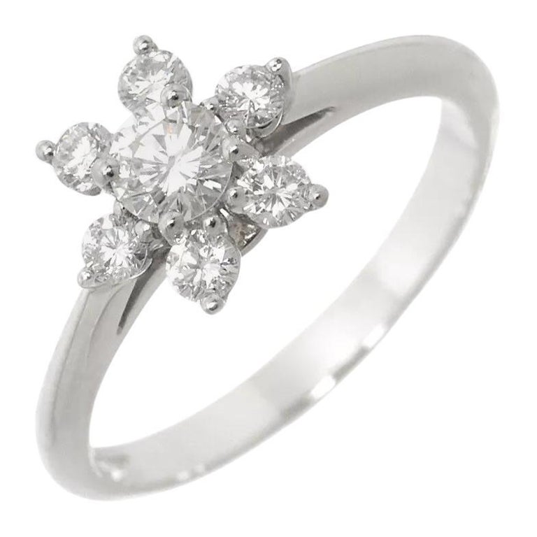TIFFANY & Co. Platinum Diamond Flower Ring 4.5