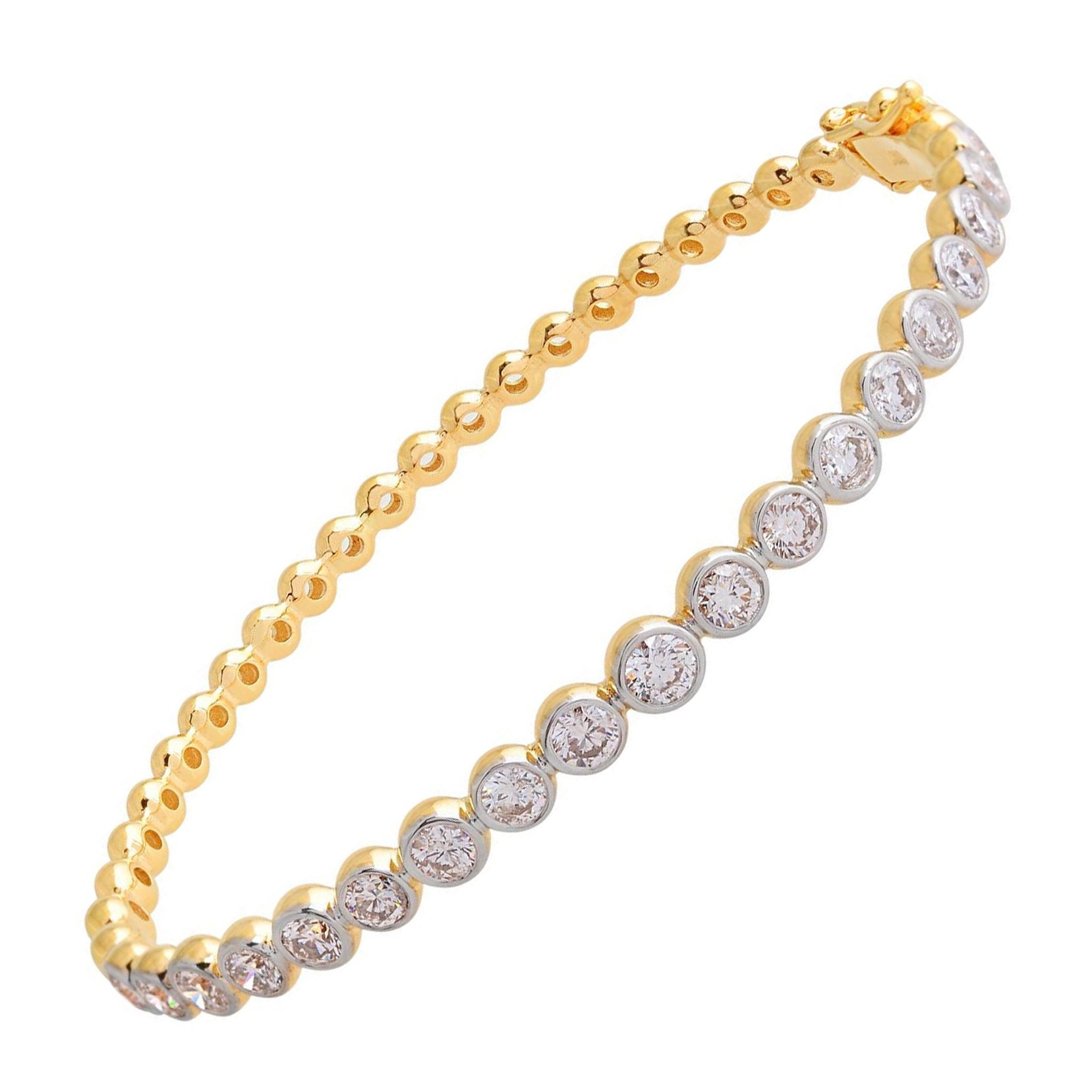 2.70 Carat Single Line Natural Diamond Bracelet Solid 18k Yellow Gold Jewelry