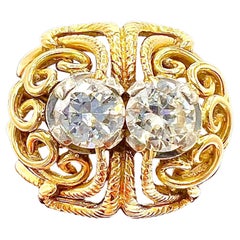 Cocktail Ring from the 1950s in 18 Carat Gold, Set with Two Modern Cut Diamond