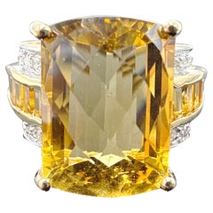 14K Yellow Gold Citrine & Diamond Ring – 22.41ct Center Stone