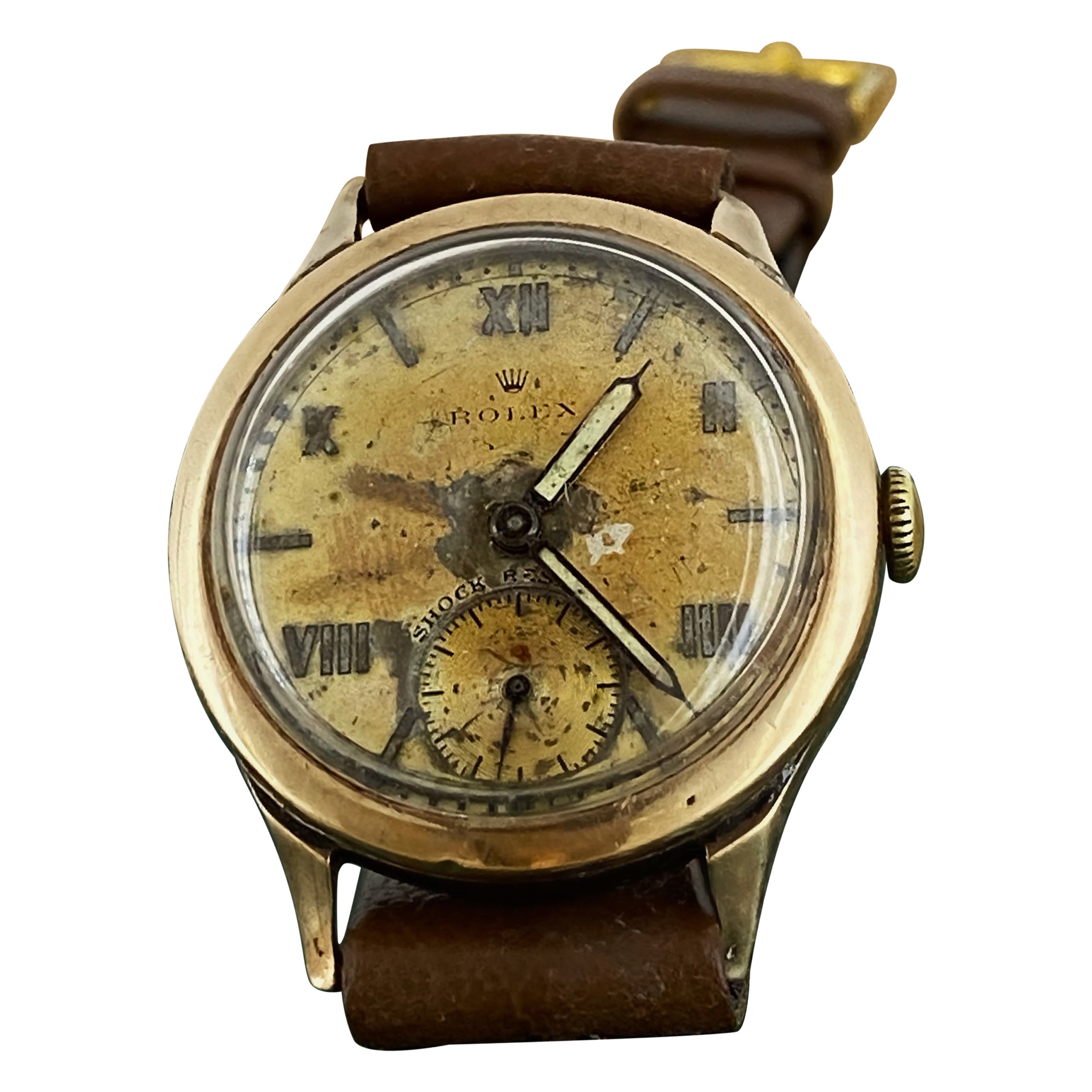 Rolex 1940's Art-Deco 9K Rose Gold 29mm Unisex Watch, Rare "Roman & Baton" Dial.