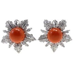 Luise Coral Diamond Gold Earrings 3