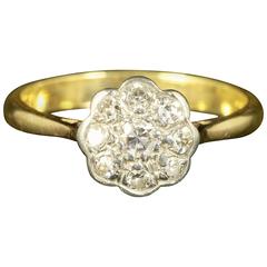 Antique Edwardian Diamond Gold Cluster Ring 2