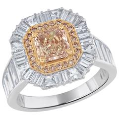 Bez Ambar Fancy Intense Pink Diamond Platinum Ring