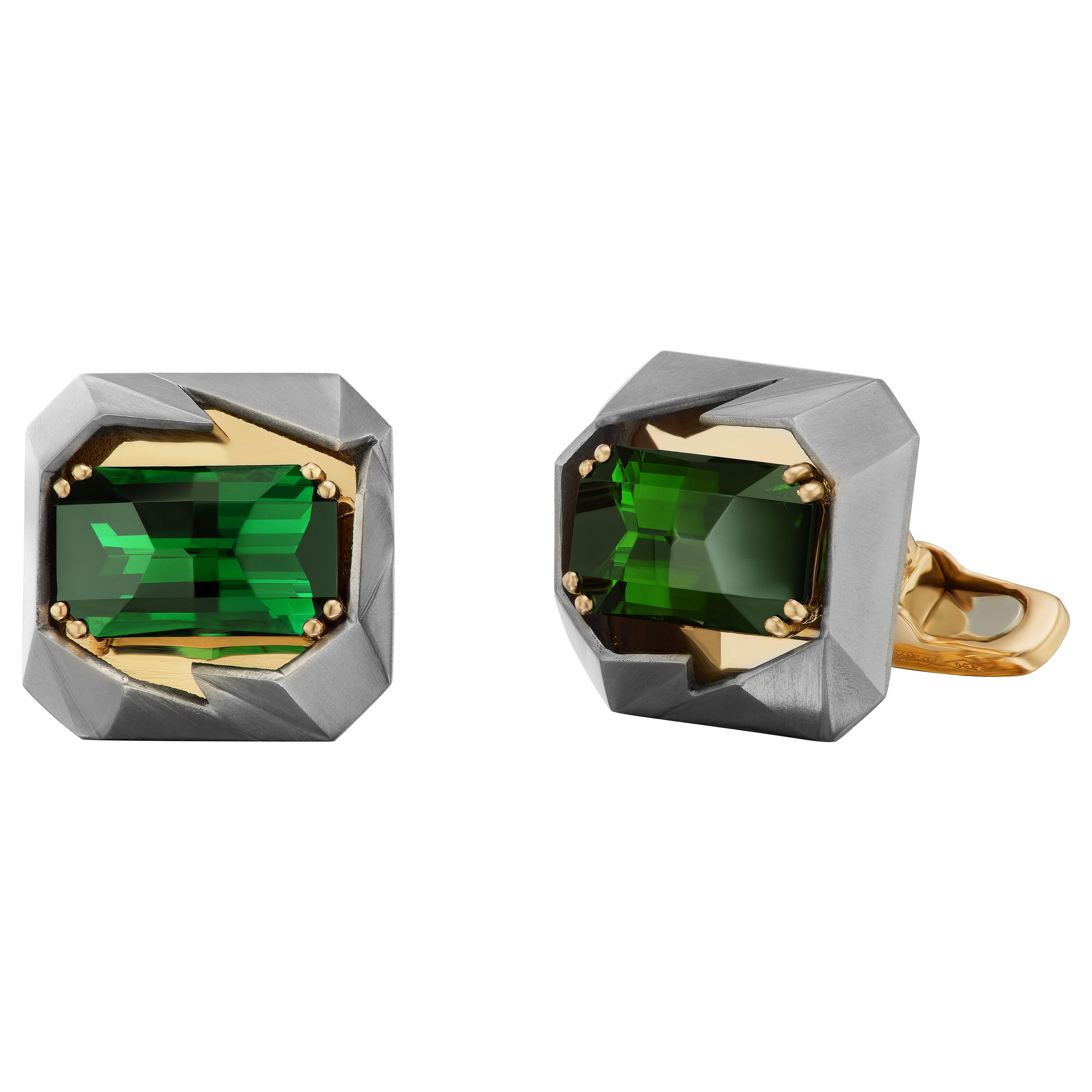 Michael Kanners Cutting Edge Classic Green Tourmaline Cufflinks