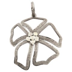 1Pc Rosecut Flower Pendant 925 Silver Diamond Rosecut Flower Polki Beads Pendant