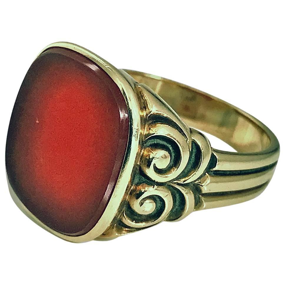 Gentleman's Antique Gold Carnelian Ring, circa 1890