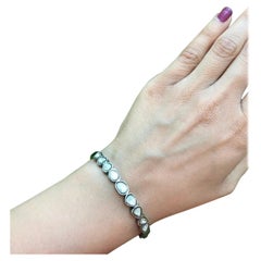 Rosecut Diamond Bangle 925 Silver Polki Diamond Bangle Oval Shape Clasps Bangle.