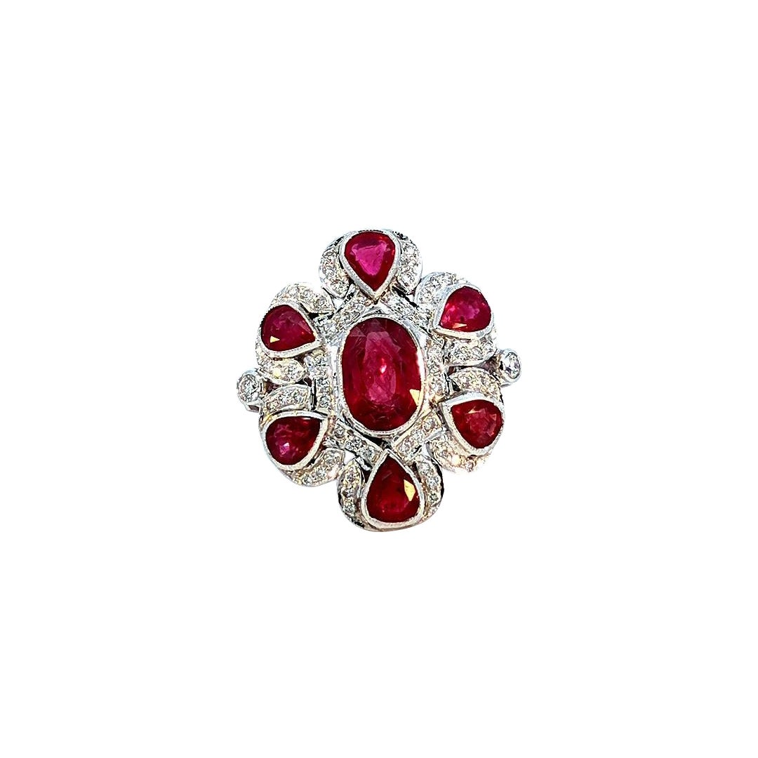 9.20 Carat Ruby & Diamond 14K Gold Ring