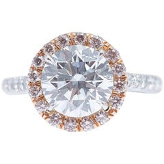 2.36 GIA F Color Internally Flawless Diamond Centre Stone Pink Diamond Ring