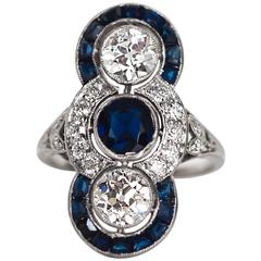 1920s Art Deco GIA AGL Certified Sapphire Diamond Platinum Engagement Ring 11