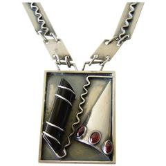 Idella La Vista Onyx Amber Sterling Silver Bauhaus Necklace 3