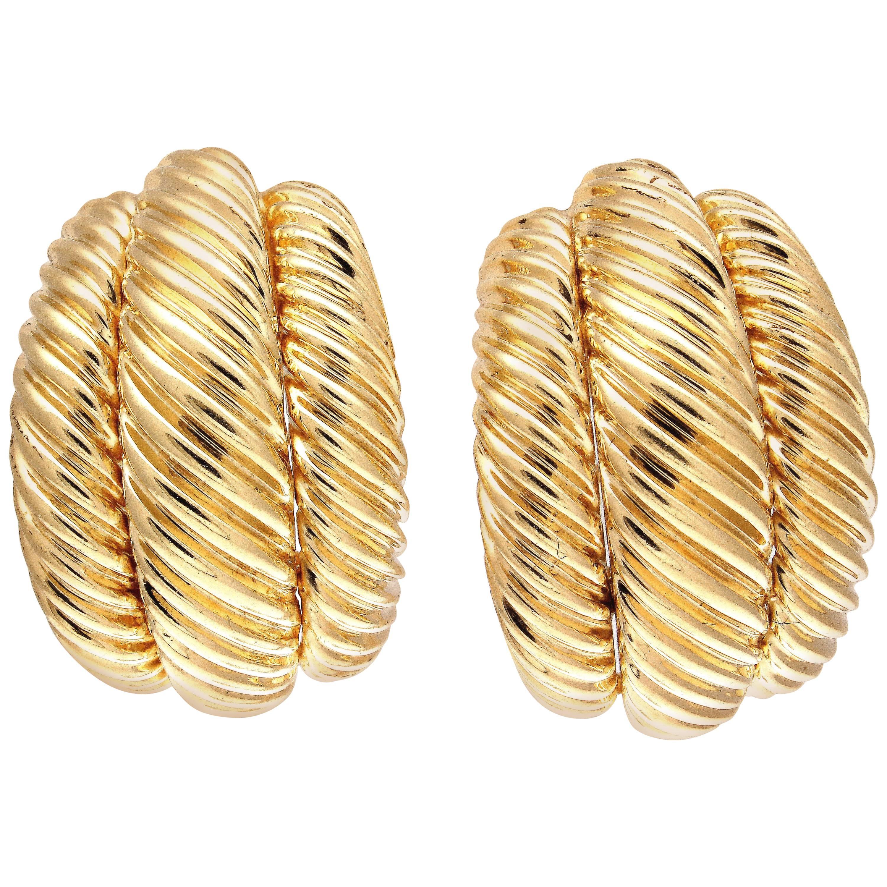 David Yurman Gold Cable Half Hoop Earrings