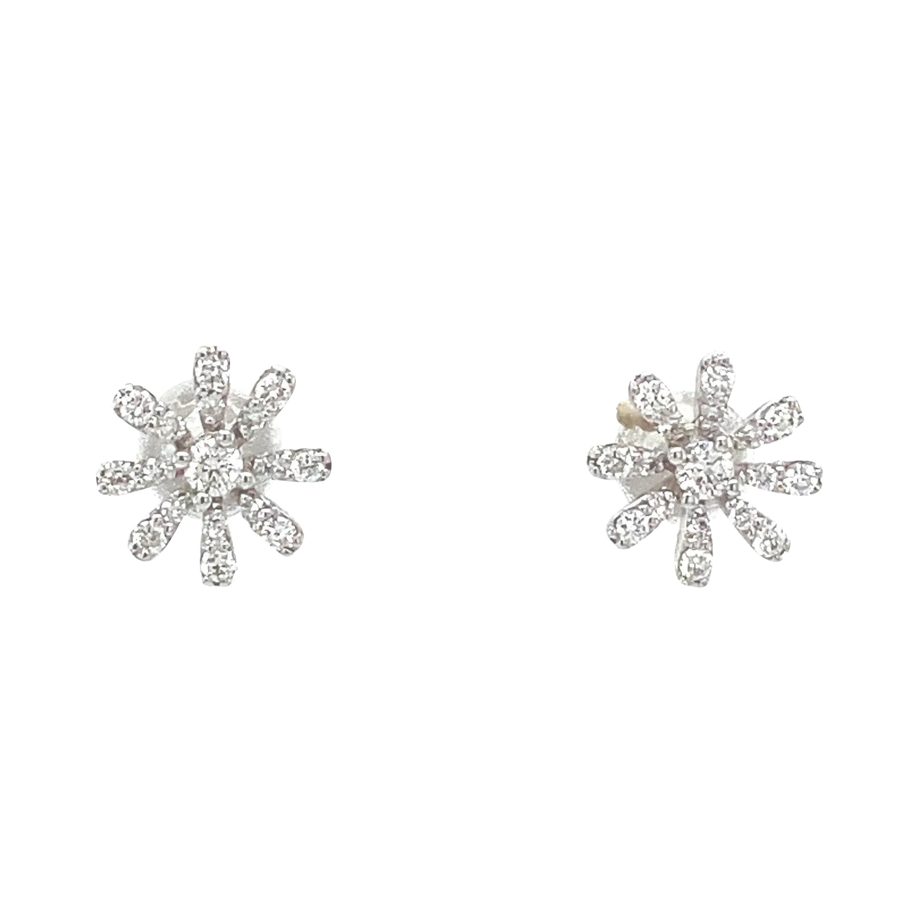 Kids Snowflake Diamond Stud Earrings in 14k Solid Gold (Certified)