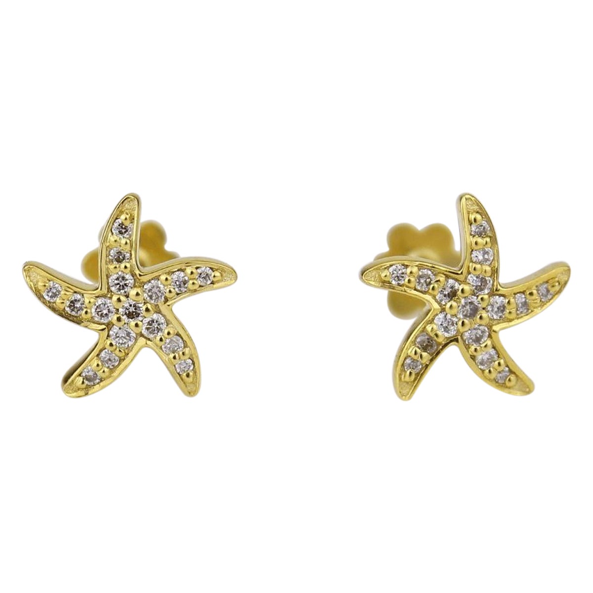 Kids Starfish Diamond Stud Earrings in 14K Solid Gold (Certified)