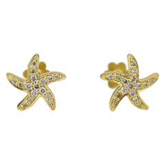 Kids Starfish Diamond Stud Earrings in 14K Solid Gold (Certified)