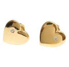 Kids Heart Diamond Stud Earrings in 14k Solid Gold (Certified)