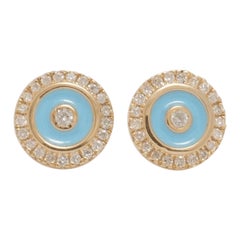 Orecchini per bambini con diamante Evil Eye in oro massiccio 14k (certificato)