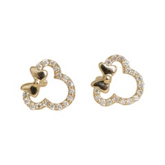 Pendientes infantiles de diamantes de Minnie Mouse en oro macizo de 14 quilates (certificado)