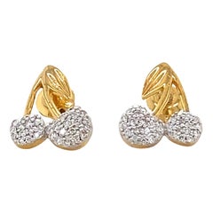 Pendientes infantiles de diamantes cereza en oro macizo de 14 quilates (certificados)