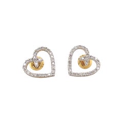 Kids Heart Diamond Stud Earrings in 14K Solid Gold (Certified)