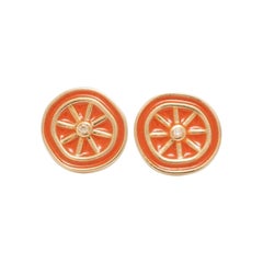 Kids Orange Slice Diamond Earrings in 14k Solid Gold (Certified)