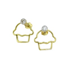 Boucles d'oreilles cupcake en or massif 14K (certifié)