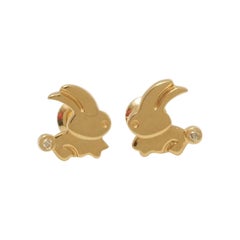 Kids Bunny Diamond Earrings in 14k Solid Gold (Certified)