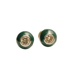 Kids Enameled Diamond Stud Earrings in 14k Solid Gold (Certified)