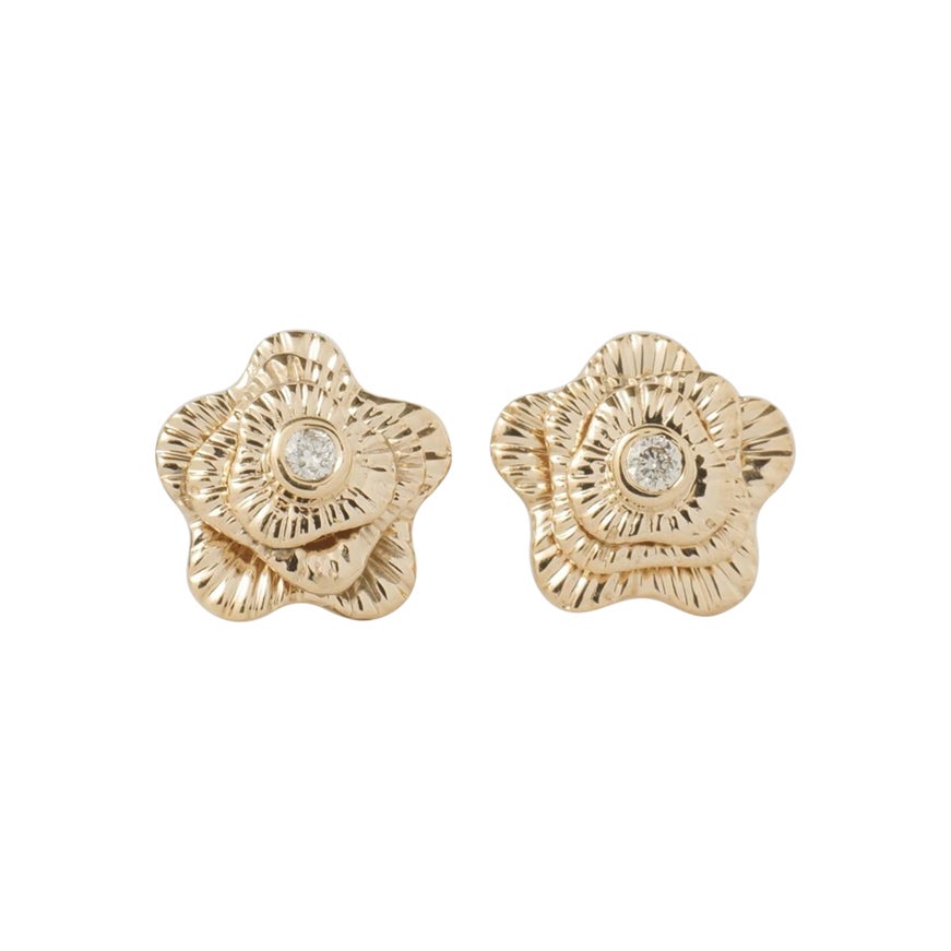 Boucles d'oreilles en or massif 14K (certifié) avec diamant Bloom en vente