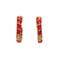 Kids Pink Enamel Diamond Hoops in 14k Solid Gold (Certified)