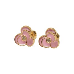 Kids Blooming Flower Diamond Stud Earrings in 14K Solid Gold (Certified)