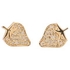Kids Strawberry Diamond Stud Earrings in 14k Solid Gold (Certified)