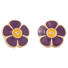 Kids Floral Diamond Earrings in 14k Solid Gold (Certified)