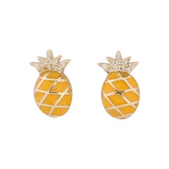 Pendientes infantiles de diamantes piña en oro macizo de 14 quilates (certificado)
