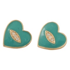 Boucles d'oreilles en or massif 14k avec diamant en forme de cœur (certifié)