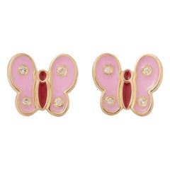 Boucles d'oreilles diamant papillon en or massif 14k (certifié)