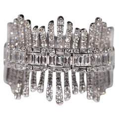 New Made 18k Gold Natural Brilliant Cut And Baguette Cut Diamond Tank Ring